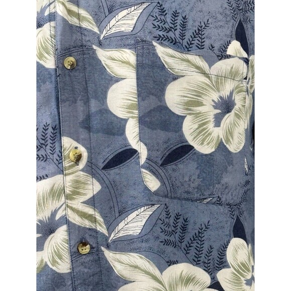 Jack Hollywood Vintage Hawaiian Shirt Hibiscus Floral Rayon Blue Aloha Large Y2K - Picture 3 of 5
